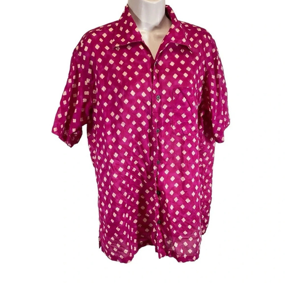 Hiroko Koshino Tops - Japanese Hiroko Koshino Homme patterned button up blouse shirt unisex large